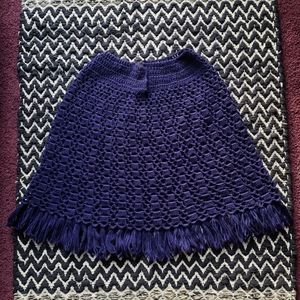 Vintage 70s Style Handmade Crochet Poncho